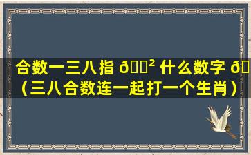 合数一三八指 🌲 什么数字 🌵 （三八合数连一起打一个生肖）